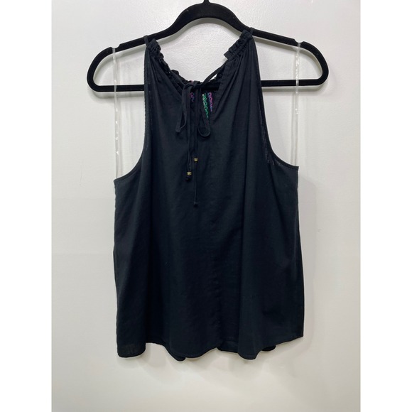 Knox Rose Black Embroidered Halter Neck Tank Top Women's Size L Boho Festival - Picture 5 of 9
